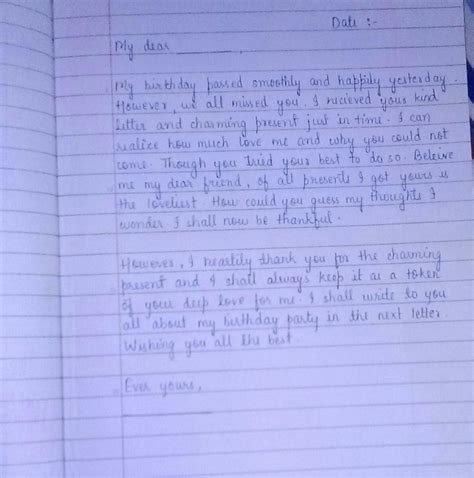 Write a letter to your friend thanking her for her birthday gift ...