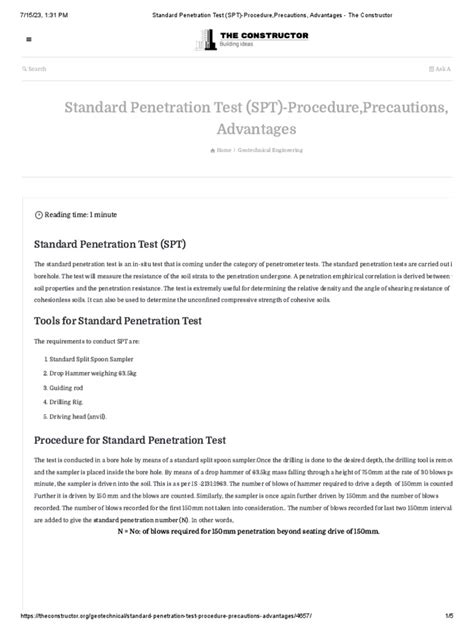 Image result for Standard Penetration Test Procedure
