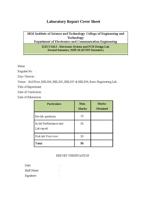 Laboratory Report: 21ECC101J Electronic System & PCB Design Lab - Studocu