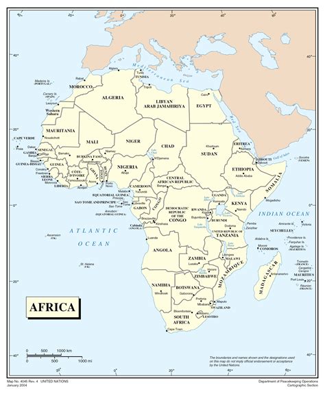 Africa political and physical map