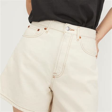Everlane new with tags ecru denim A-line shorts.... - Depop