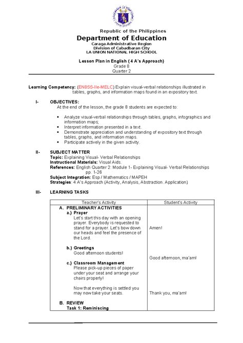 Image result for Lesson Plan Ph Example