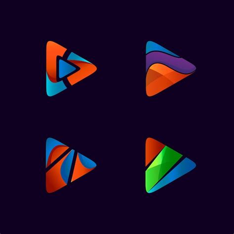 Play icon collection logo design | Premium Vector