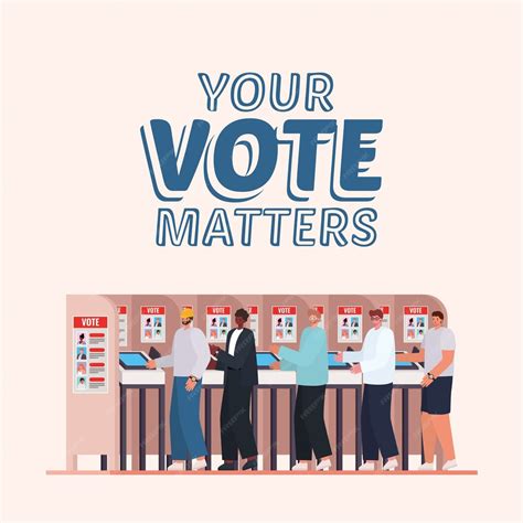 Men at voting booth with your vote matters text design, elections day ...