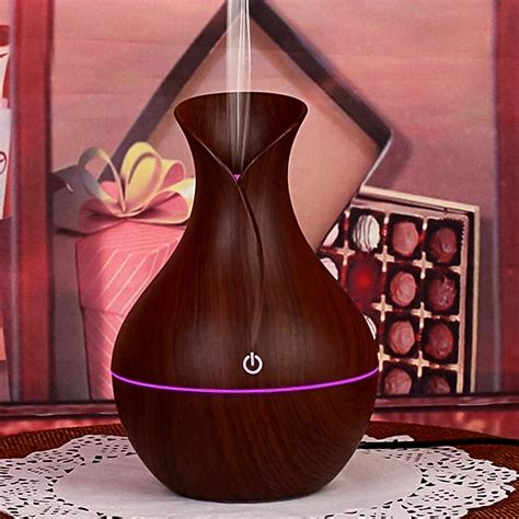 Mini Wooden Vase Pot Diffuser Cool Mist Atomization Humidifier (1 Pc)