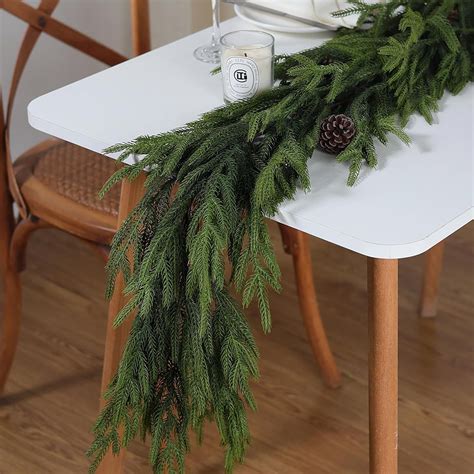 9ft Artificial Cliff Cedar Garlands, Real Touch Winter Norfolk Pine ...