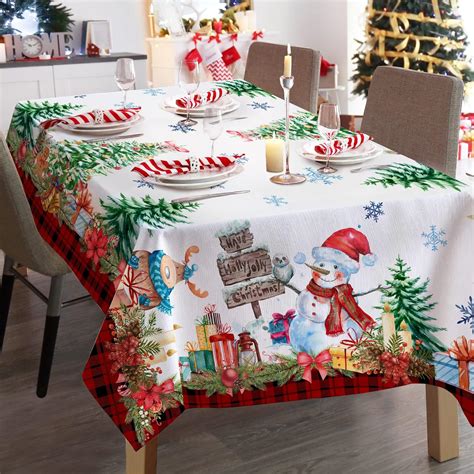 Amazon.com: Christmas Tablecloth, Rectangular Table Christmas ...