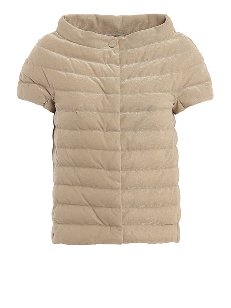 Herno Gold-tone lurex short sleeve puffer jacket | PI0929D122468150