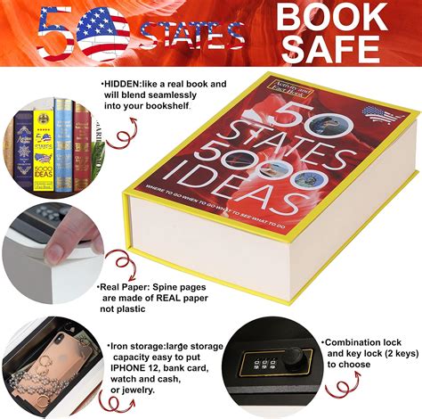 Buy 50 States Real Pages Book Safe with Combination Lock,Money Safe ...