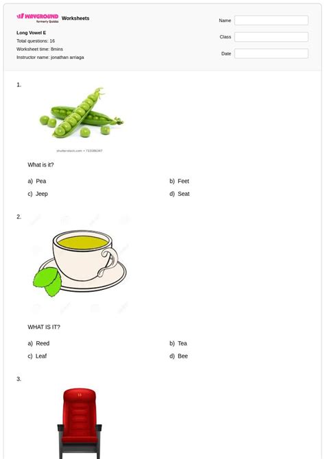 50+ Long Vowel E worksheets for Class 2 on Wayground | Free & Printable