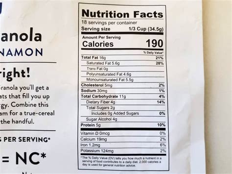 Costco Low Carb Keto Granola - Calorie + Carb Info