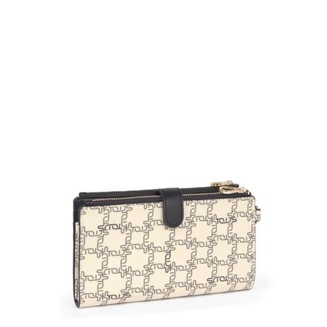 Billetera-Clutch Tous Logogram beige-negro | TOUS