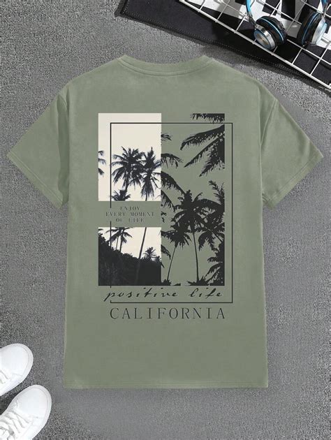 Manfinity VCAY Men's Casual Coconut Tree Graphic Print Slim Fit Short ...