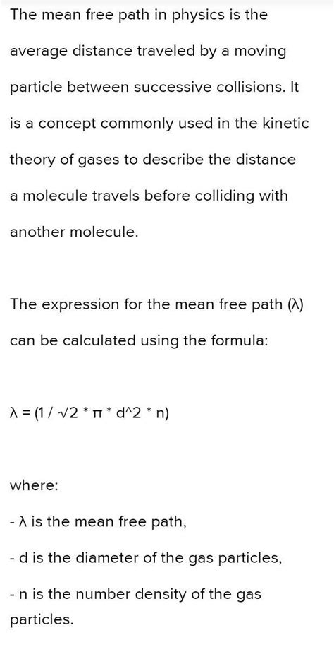 . Define mean free path and write down its expression - Brainly.in