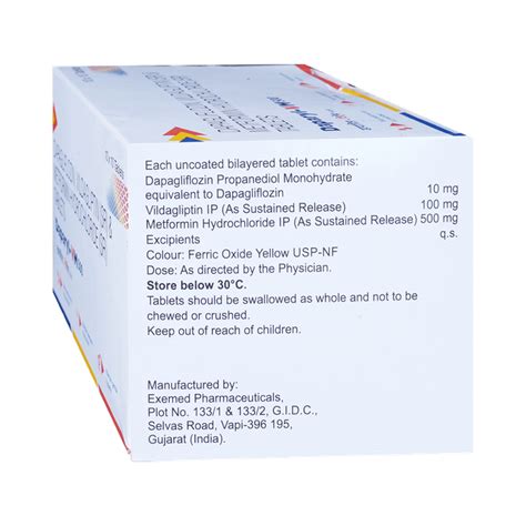 Daparyl VM 10mg/500mg/100mg Tablet buy now @ ₹11.69 Tablet | Online ...