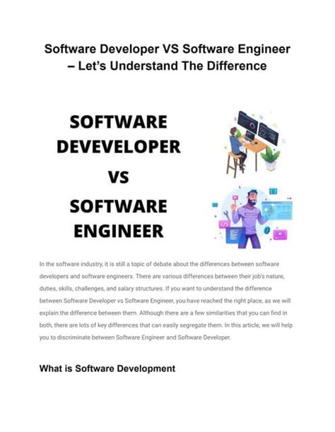 Image result for Software Engineer vs Software Developer