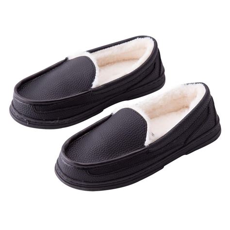 Buy Mens Moccasin Slippers Fuzzy House Shoes Fluffy Fur Home Warm ...