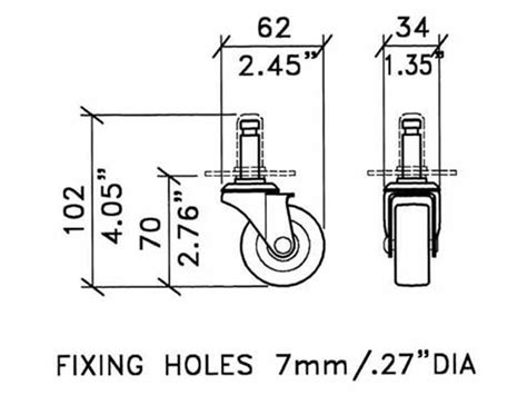 Tube-Town Store - Push In 50 mm / 2" Castor w. Metal Socket