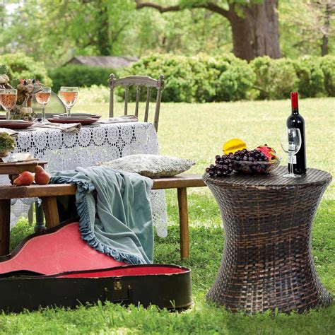 Buy Sundale Outdoor Small Side Table Patio Rattan End Table 20 Inch ...