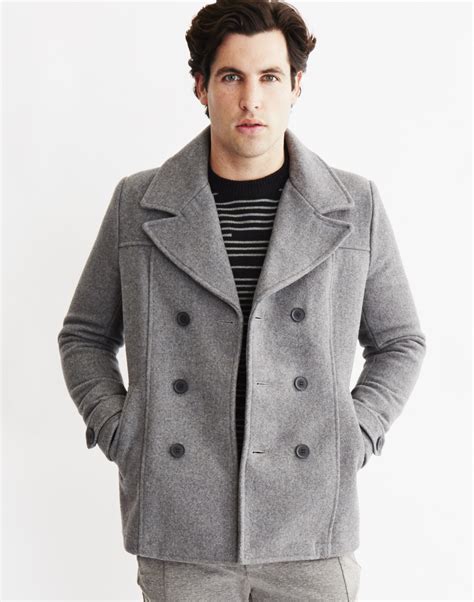 Mens Light Grey Wool Pea Coat – Tradingbasis