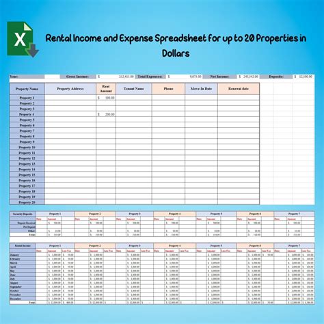 Rental Income and Expense Tracker for 20 Properties, Landlord Property ...
