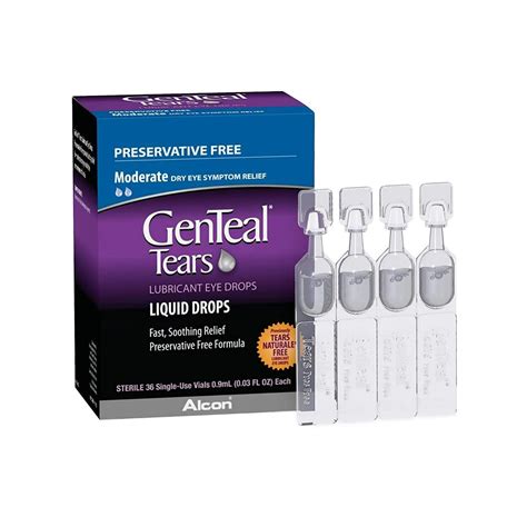 GenTeal Tears Lubricant Eye Drops, Moderate Liquid Drops, (36 Vials ...
