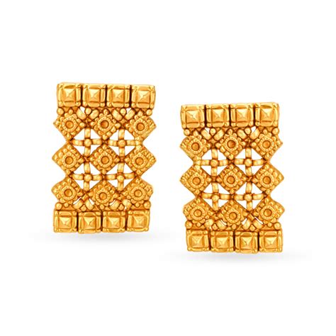 Intricate 22 Karat Yellow Gold Floral Studs
