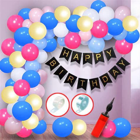 Party Propz Multicolor Happy Birthday Balloons for Decoration - 64Pcs ...