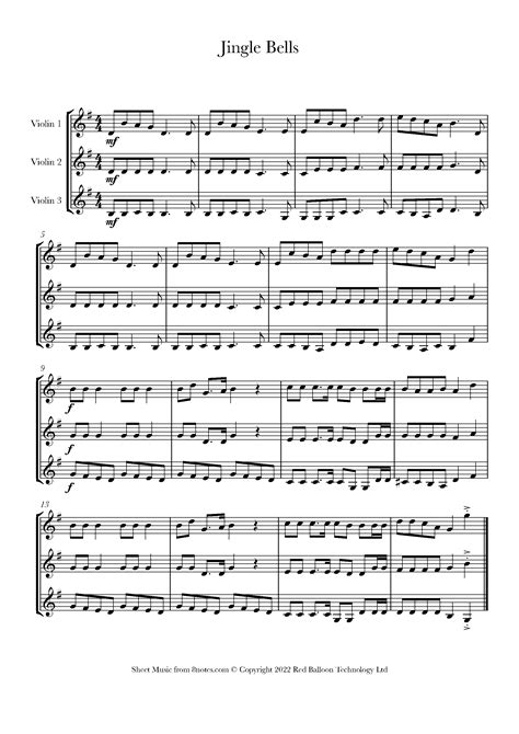 Jingle Bells Violin Sheet Music For Just The Letters