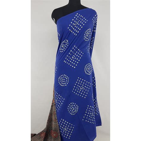 Bandhani and Ajrakh hand block printed natural dyed Cotton saree with ...