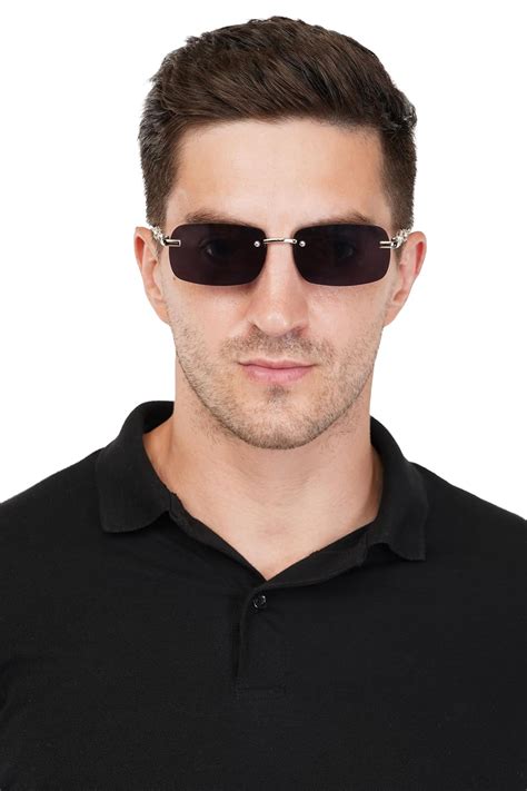 Buy Sunflaire UV Protected Black Rectangle Sunglasses for Men and Boys ...