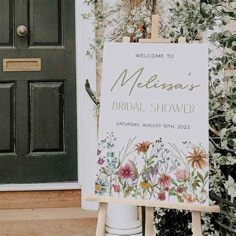 Wildflower bridal shower welcome sign boho bridal shower welcome poster bohemian shower welcome ...