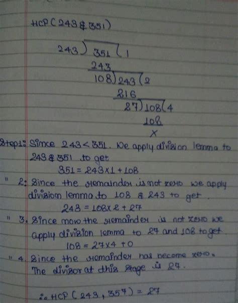 find the greatest number which divides 243 and 351 exactly - Brainly.in