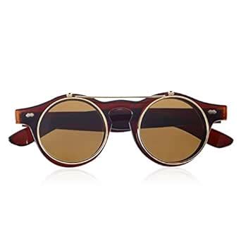 Buy Fansport Men's Flip Up Sunglasses Round Sunglasses Steampunk ...