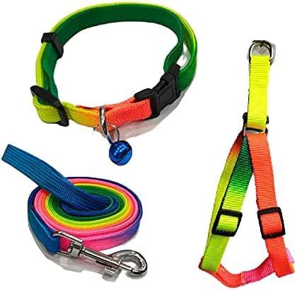 Woofy Durable Nylon Colourful Rainbow Adjustable Puppy Leash Harness ...