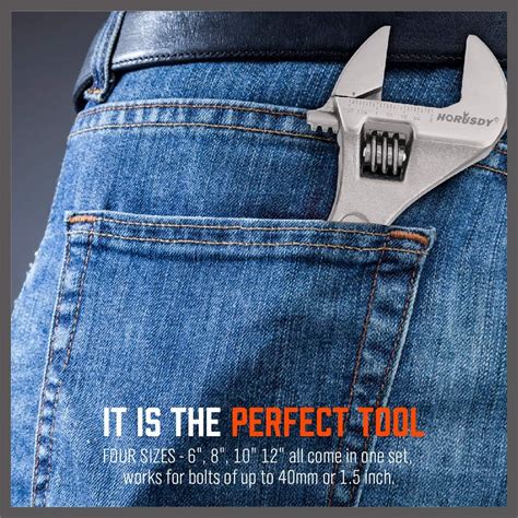 HORUSDY 4-Piece Adjustable Wrench Set, CR-V Steel, India | Ubuy