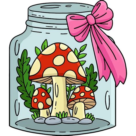 Mushrooms in a jar cartoon colored clipart | Premium Vector