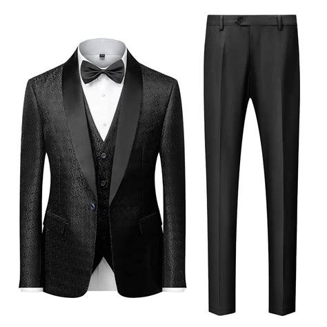Buy Mens Tuxedo Suit Slim Fit 3 Piece Floral Tuxedo Suit Set Paisley ...