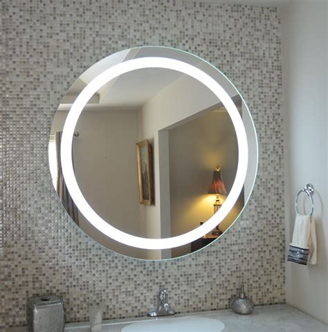 Mirrors and Marble Front Lit Circular Lighted Vanity Mirror - 40" Wide ...