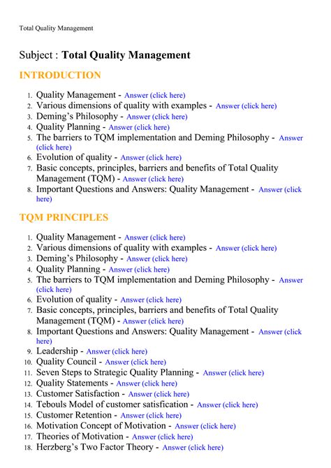 Tqm topics with links - Open book hand notes - Total Quality Management ...