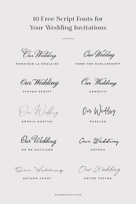 10 Free Script Fonts for Wedding Invitations - sandrapicco.com