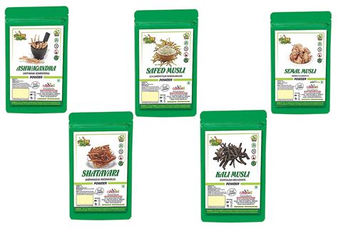 Buy Bharat Ashwagandha Powder, Safed Musli Kali Musli Semal Musli ...