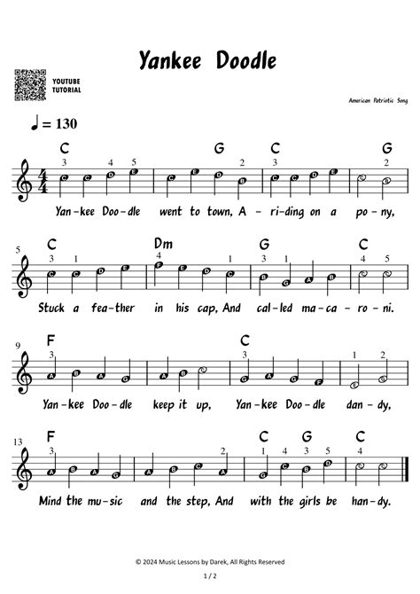Yankee Doodle - American Patriotic Song [VERY EASY] (arr. Darek) by ...