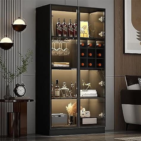 FAMAPY Display Cabinet with Glass Doors and Lights, India | Ubuy
