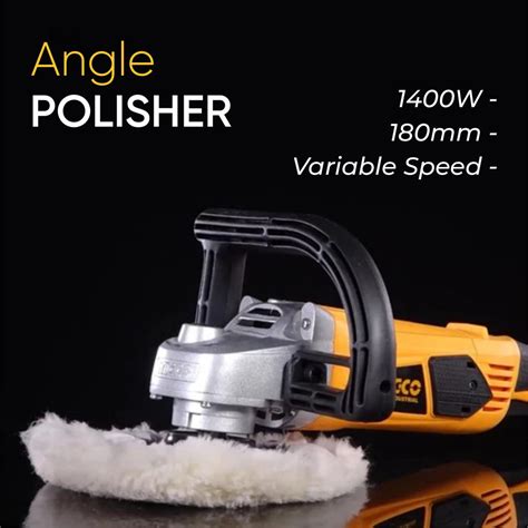 BUY Ingco 1400W Angle Polisher Machine | 180mm Rubber backing and wool ...