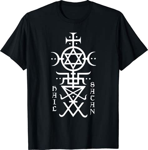 Buy Hail Satan Summon Symbols Occult Baphomet Demon Lilith T-Shirt ...