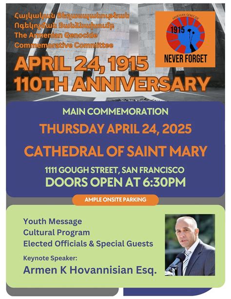 Armenian Genocide Main Commemoration Event, St Mary's Cathedral, San ...