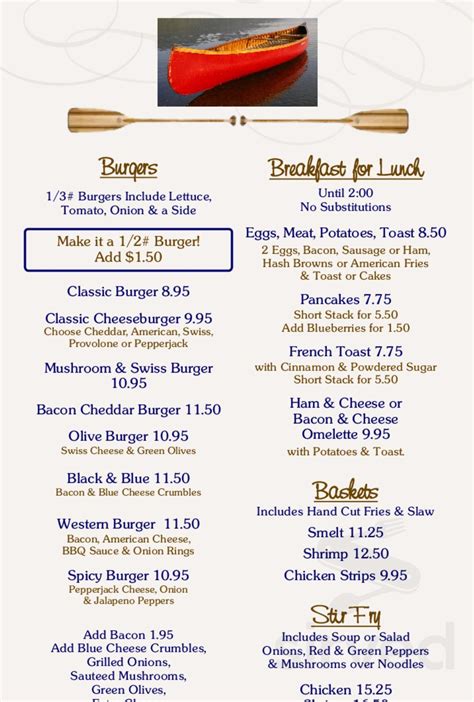 Platte River Inn menus in Honor, Michigan, United States