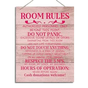 ZPPRJF Room Rules Sign, Decorative Hanging Wood Plaque for Wall, Fun ...