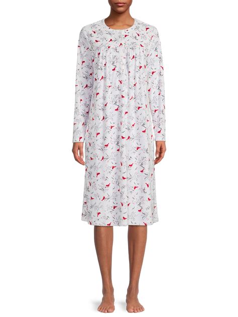 Aria Women's and Women's Plus Size Long Sleeve Ballet Velour Nightgown ...